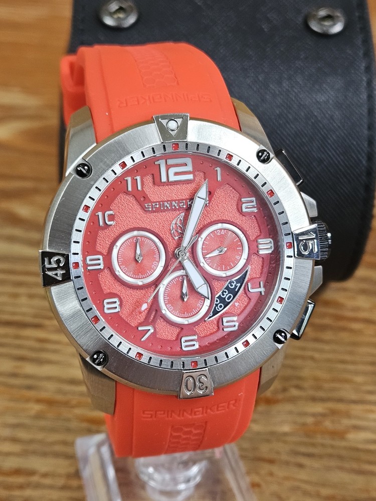 Spinnaker Tornado 48mm Red Dial Quartz Watch with Free Watch Roll SP-5013