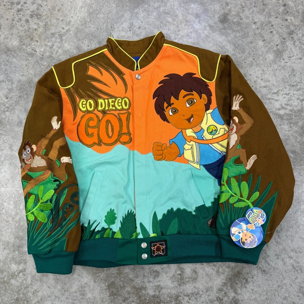 JH Design Jacket Adult small Go Diego Go vintage Nickelodeon Racing deadstock