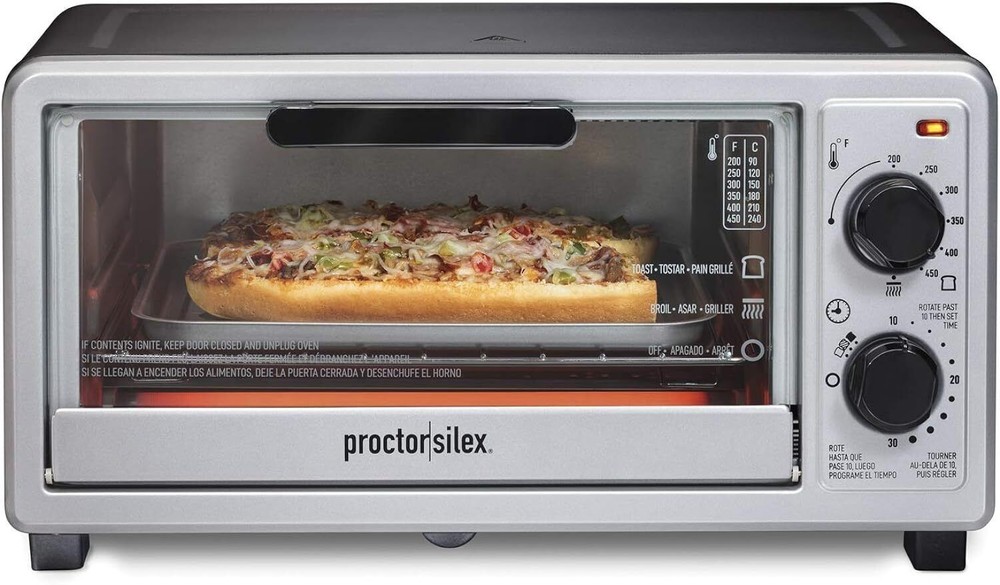 4-Slice Toaster Oven with Bake Toast Broil 1100W Countertop