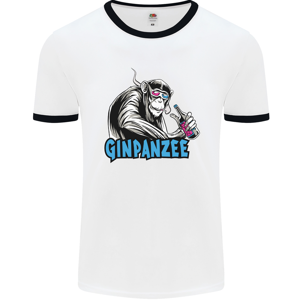 Ginpanzee Funny Gin Drinker Monkey Alcohol Mens Ringer T-Shirt