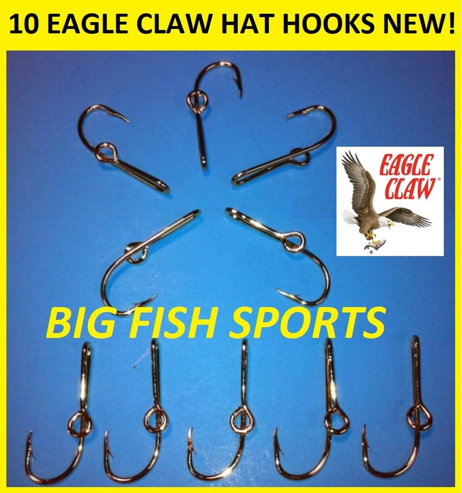 10 EAGLE CLAW HAT HOOKS Hat Pin/Tie Clasp GOLD PLATED FISH HOOK HAT PINS #155