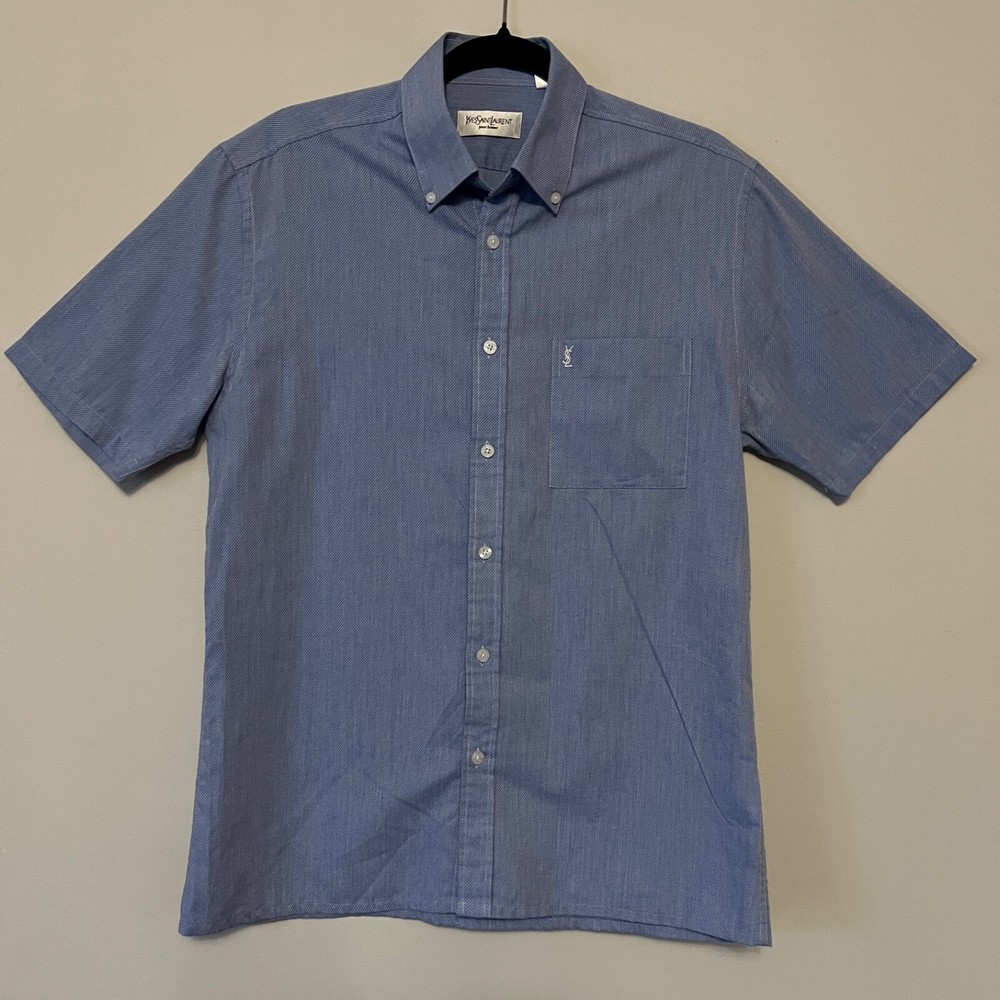 Yves Saint Laurent Mens Button Up Shirt Short Sleeve