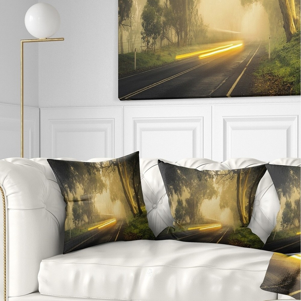 Designart 'Country Drive' Landscape Photography Throw Pillow