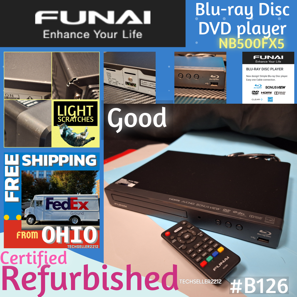 Funai Blu-ray Disc Player with USB Port ( NB500FX5 ) with Remote Controller