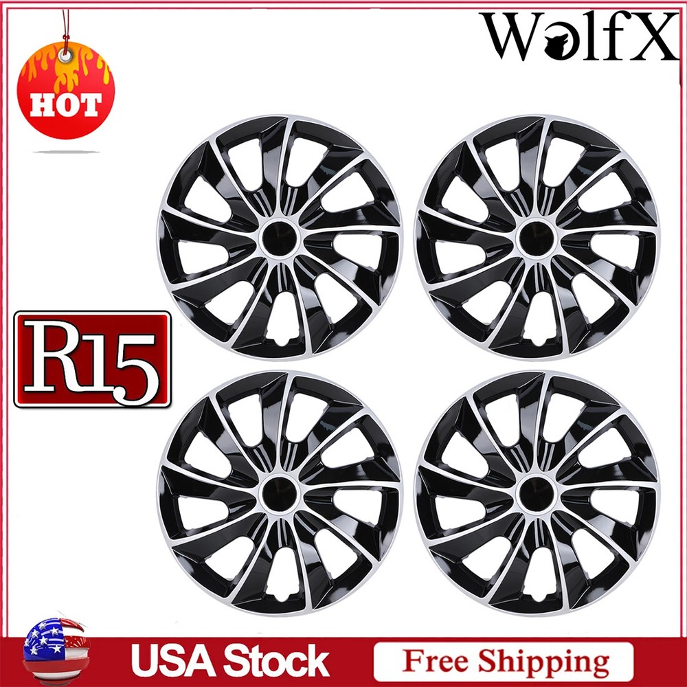 15 Inch Full Set of 4 Snap-On Wheel Covers for R15 Tires & Steel Rims