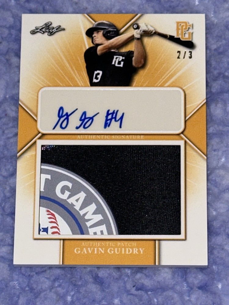 Gavin Guidry 2021 Leaf Perfect Game Auto LSU Jersey Patch 2/3 PG Logo