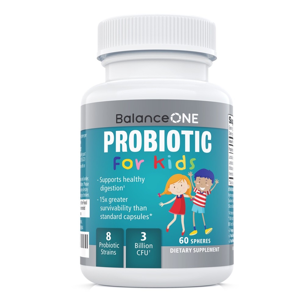 Balance ONE Kids Probiotic, Easy-to-Swallow Pearls, Sugar Free, 2 Month Supply