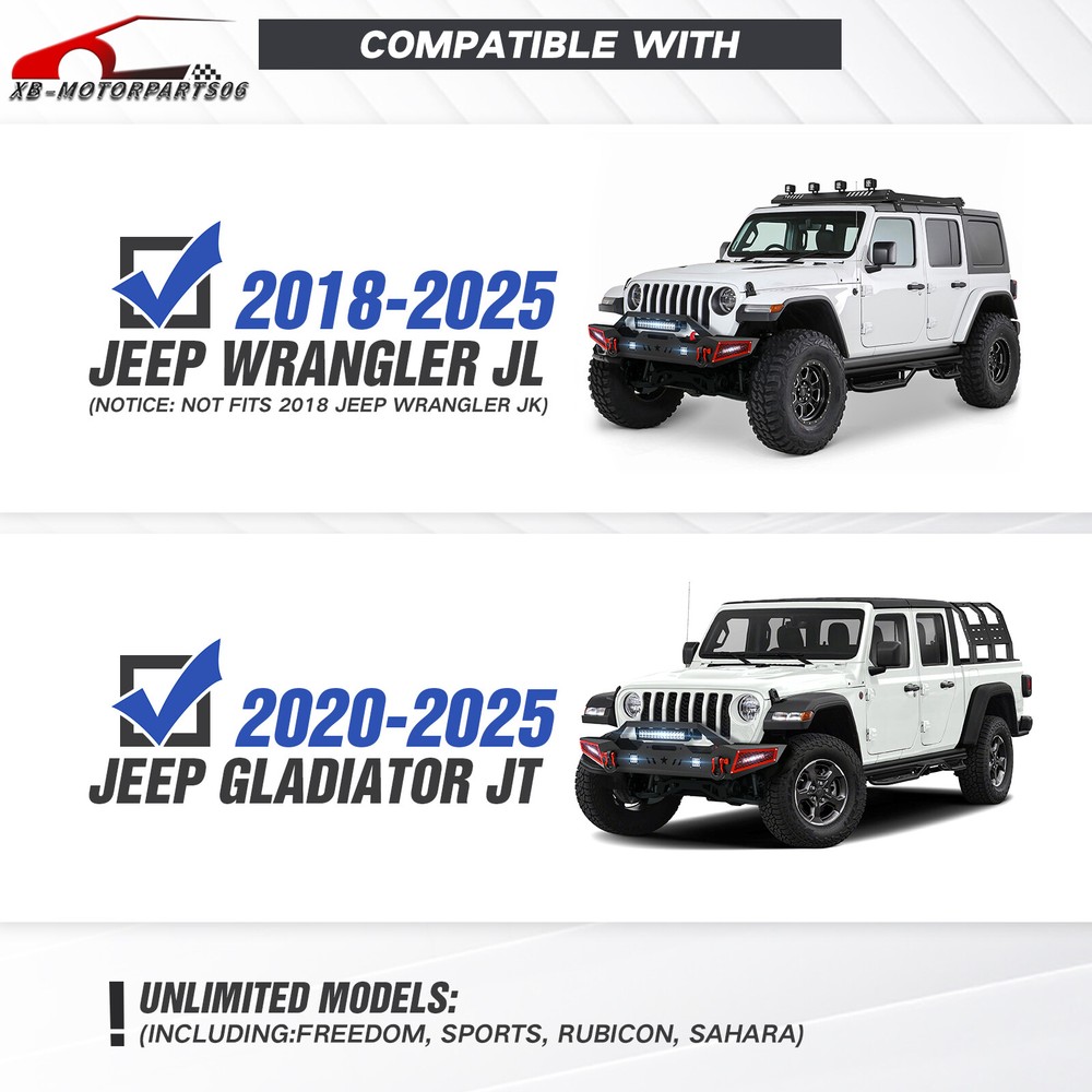 Jeep Wrangler JL JLU License Plate Bracket for 2018-2025 Rear or Front Bumper