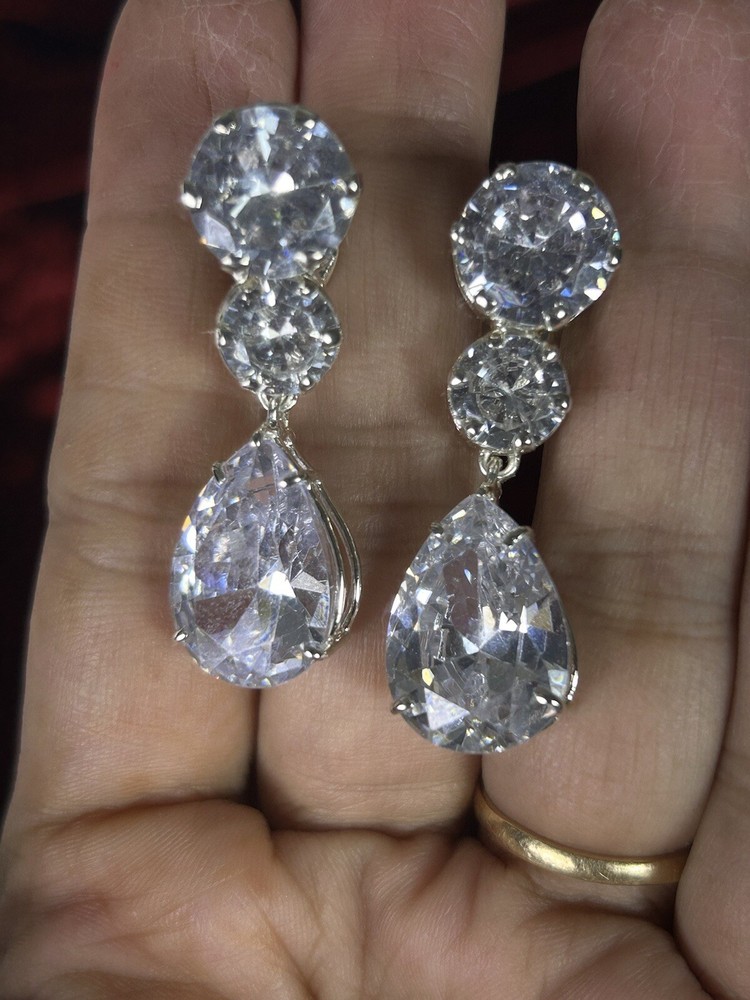Art Deco Zirconia Earrings Inspired by Queen Elizabeth II Coronation