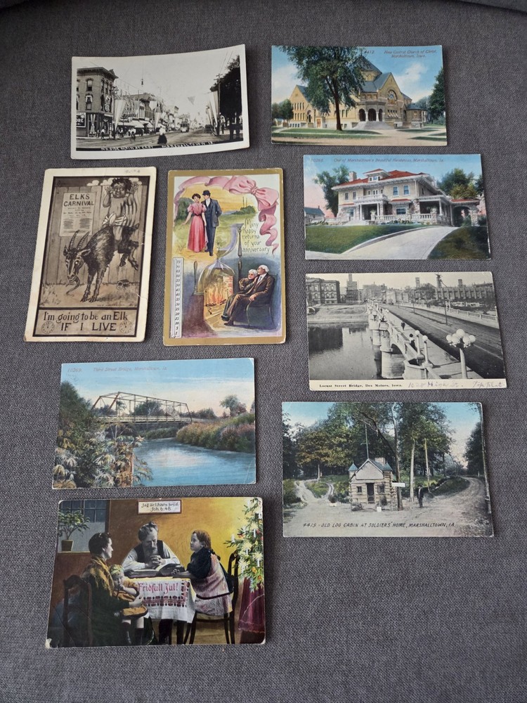 Antique & Vintage Iowa Postcards Most Written On Date Stamped - Lot of 9