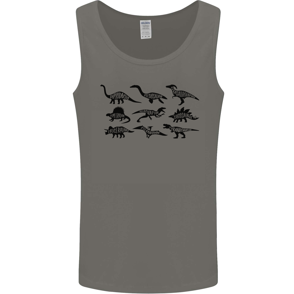 Dinosaur Types T-Rex Stegosaurus Triceratops Mens Vest Tank Top