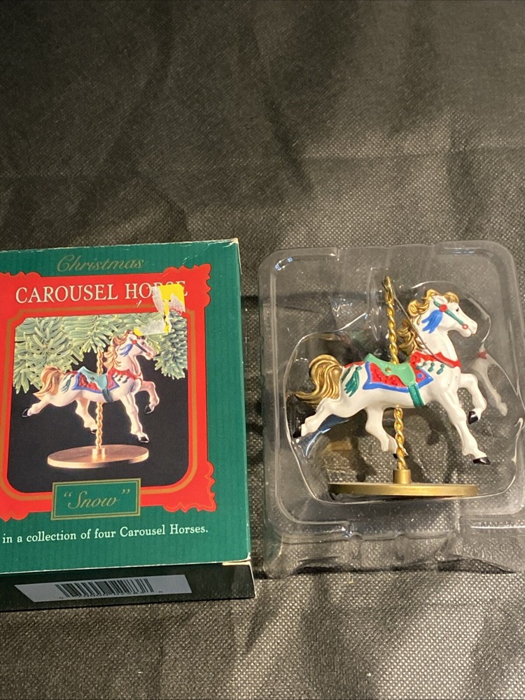 Hallmark Keepsake 1989 Carousel Horse”Snow” Ornament In Original Box