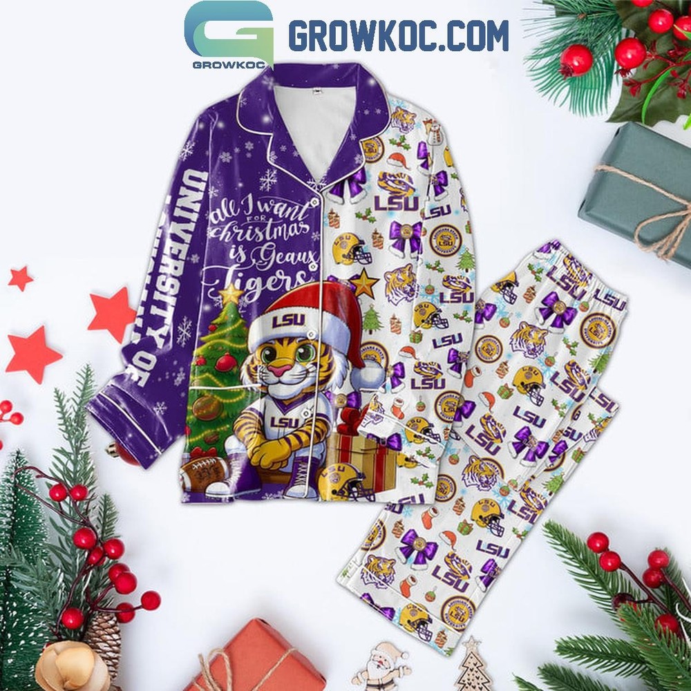 LSU Tigers 2024 Christmas Polyester Pajamas for Fans