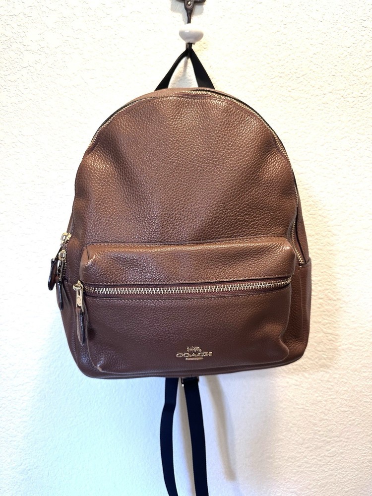 Coach Charlie Backpack Brown Pebbled Leather Medium