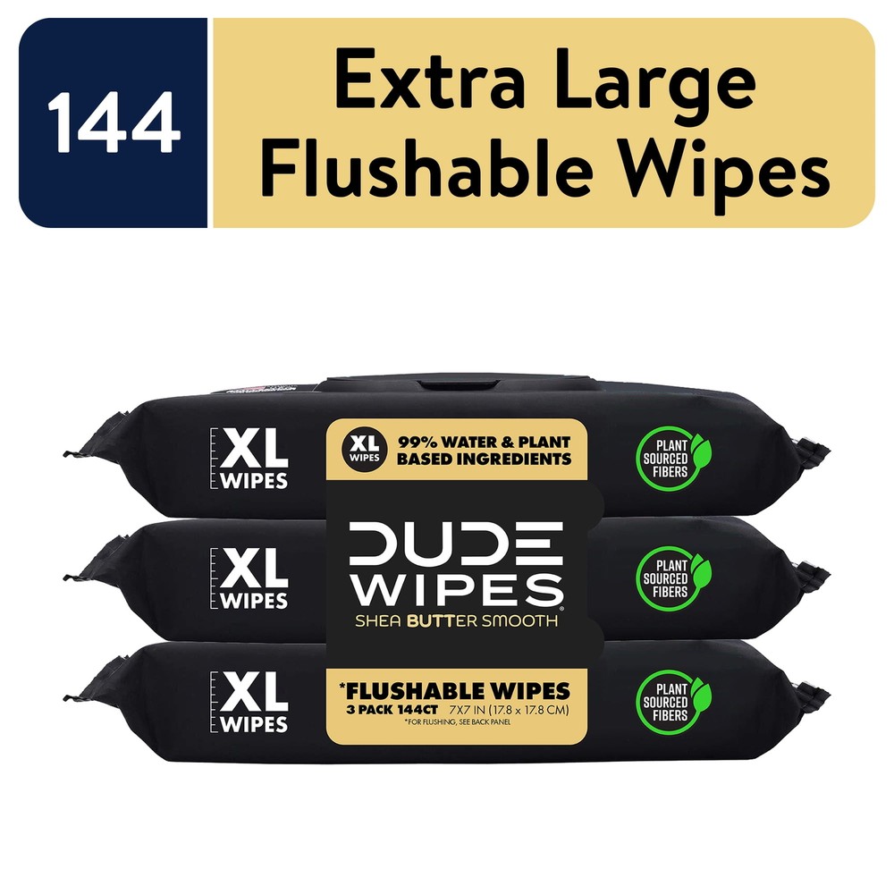 Wipes Flushable Wipes,XL Wet Wipes for at Home Use,Shea BUTTer Smooth, 144 Count