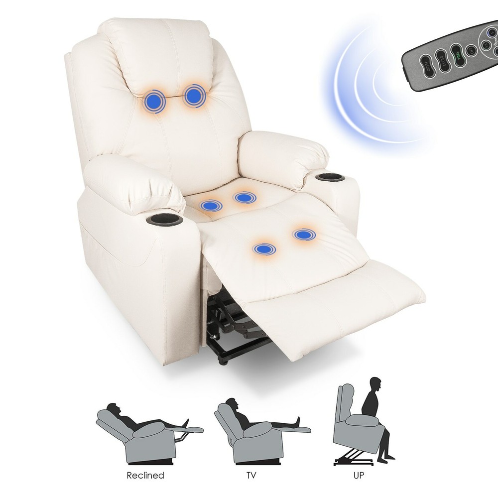 Massage Recliner Chair Heated Vibratory Rocker PU Leather Ergonomic 30 in 1 free