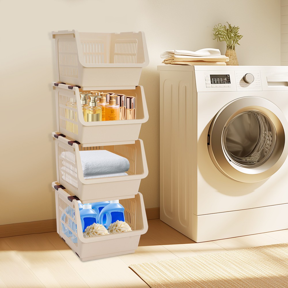 4 Stackable Large Storage Bins for Toys & Organizing