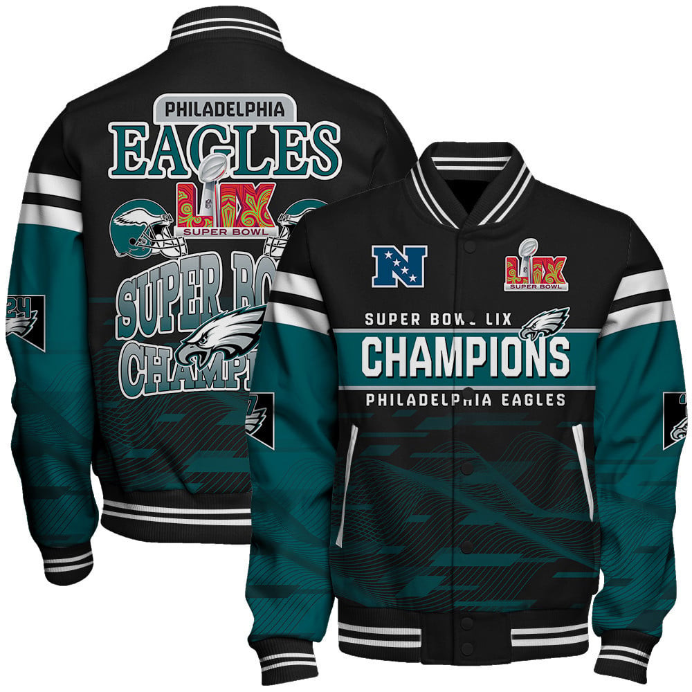 Philadelphia Eagles 2024 Super Bowl LIX Champions Varsity Jacket