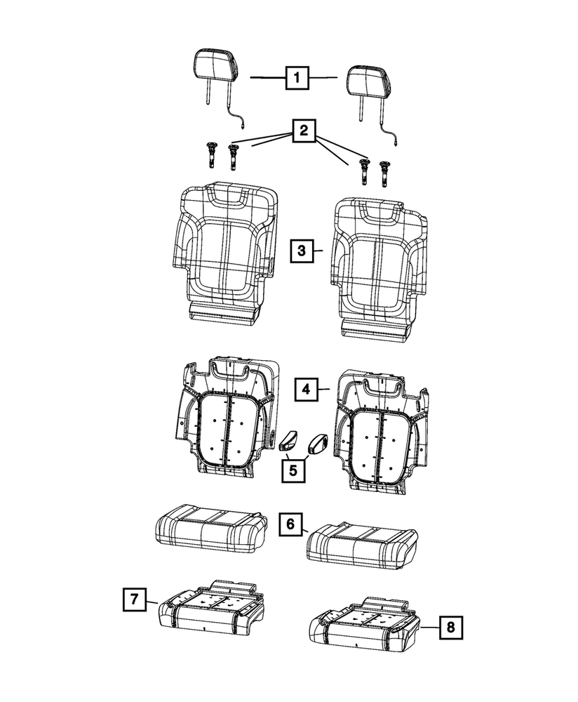 Genuine Mopar Rear Seat Cushion Cover Right 7GH76WT3AB