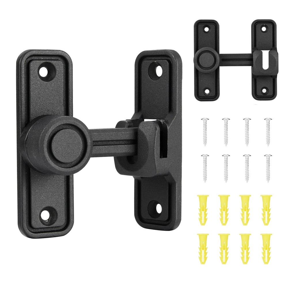 Sliding Barn Door Lock Latch Hardware with 90-180 Degree Dual Gate Latches