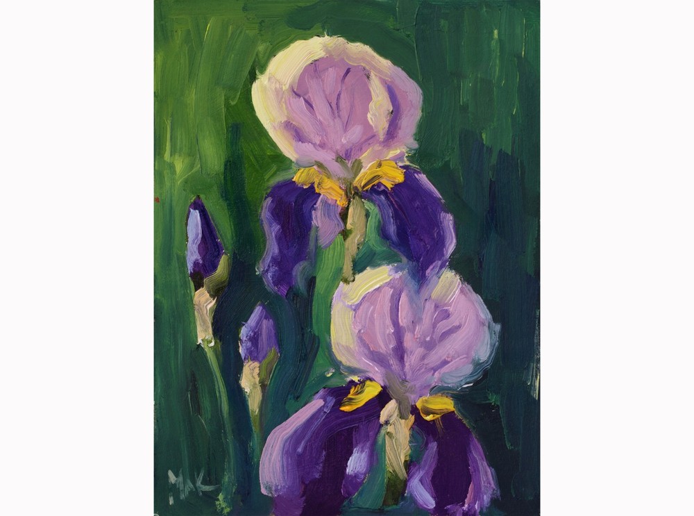 Iris Oil Painting Flowers Original Wall Art Abstract Floral Painting Home Decor