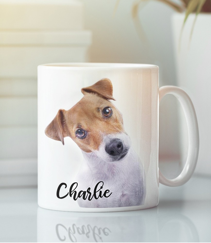 Custom Pet Portrait Dog Mom Dad Coffee Mug Cup Personalized Enhanced Mama Gift