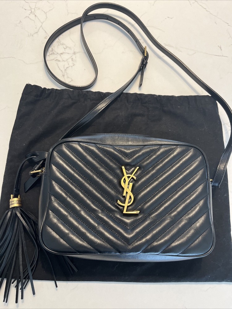 Saint Laurent Lou Medium Chevron Crossbody Bag in Black Leather - Limited Time Offer-image
