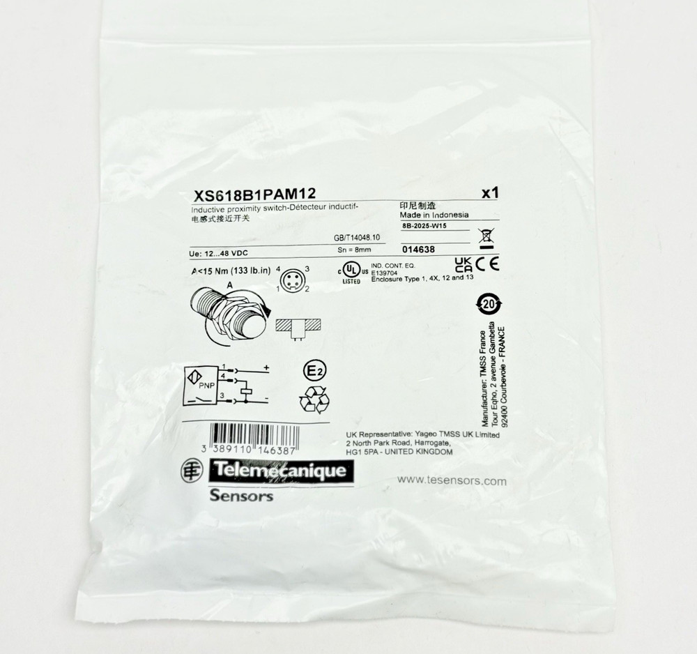 XS618B1PAM12 Telemecanique Sensors, Inductive Proximity Switch