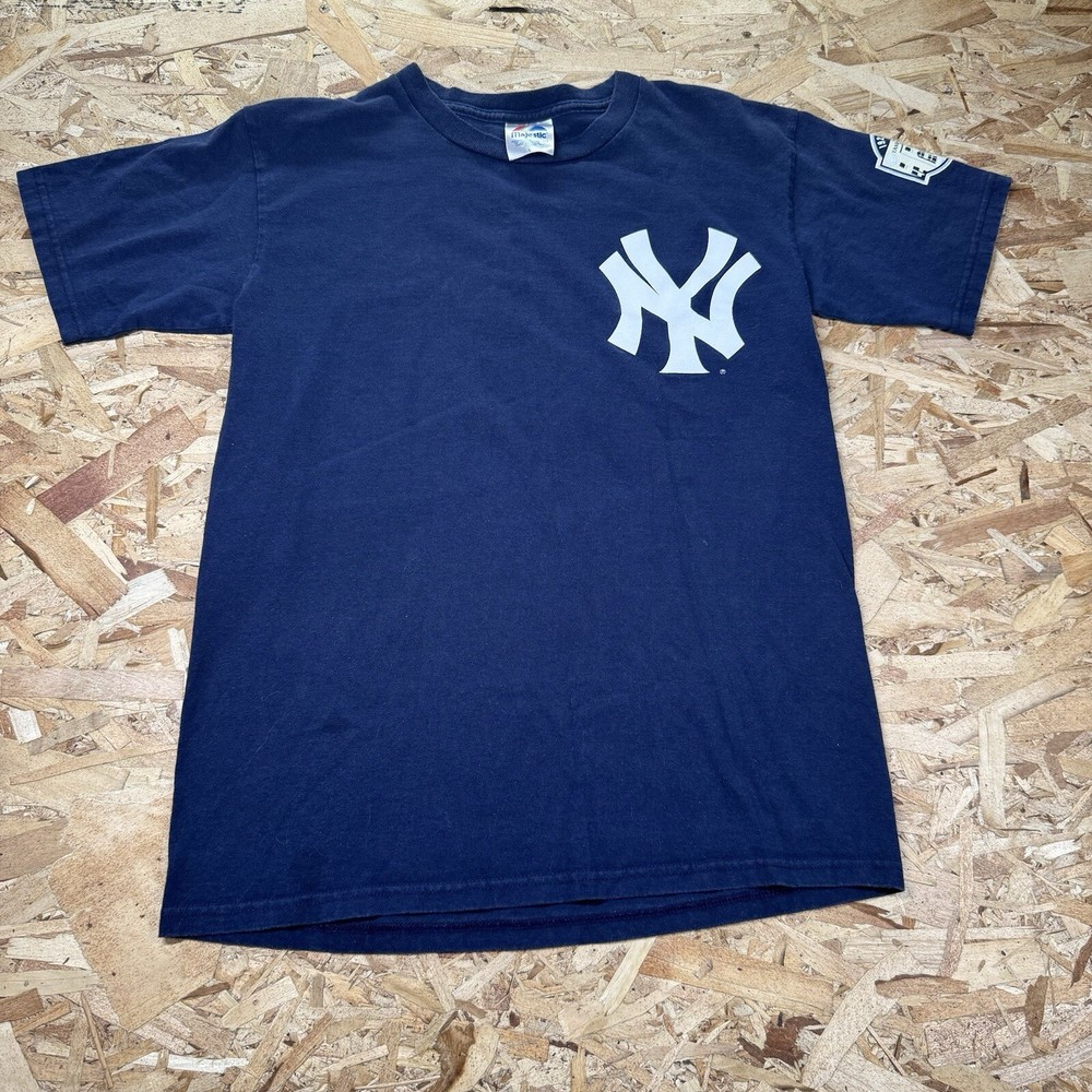 Derek Jeter Yankees Vintage Majestic MLB T-Shirt Mens L Blue