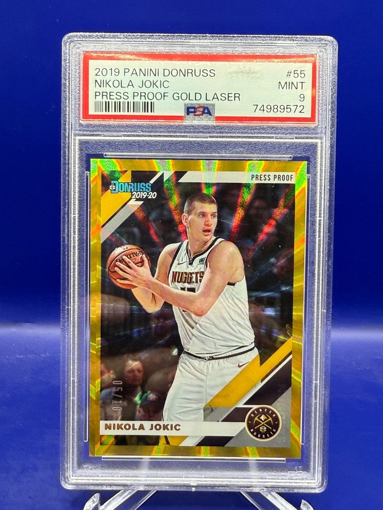 2019-20 Panini Donruss NIKOLA JOKIC /10 Press Proof Gold Laser #55 PSA 9