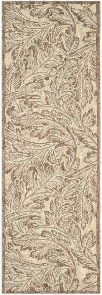SAFAVIEH Courtyard Connie Floral Indoor/Outdoor Runner Rug, Natural/Brown, 2'3
