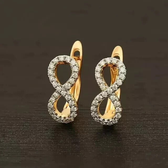 2Ct Round Cut Simulated Diamond Hoop Earrings in 14K Gold Plated Finish