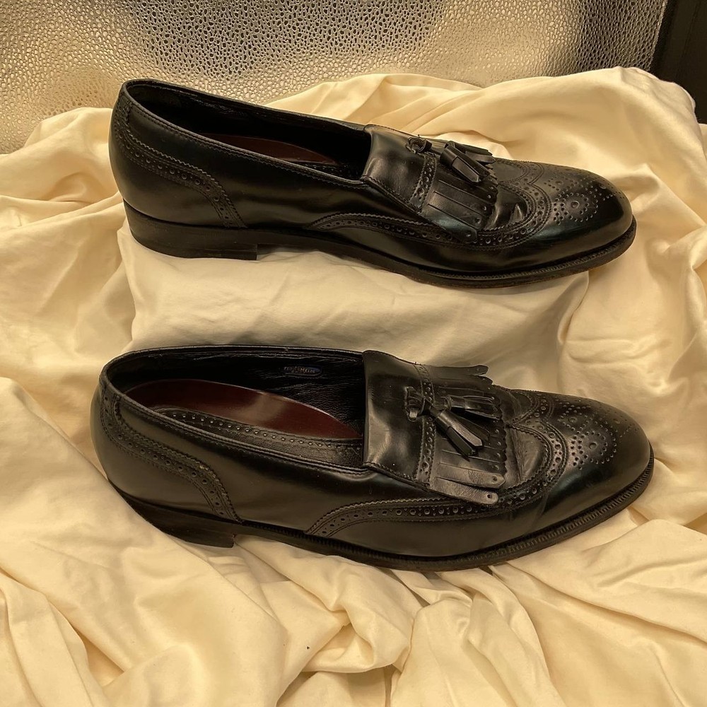 Florsheim Lexington Black Leather Wingtip Kiltie Tassel Loafers Mens Size 10D