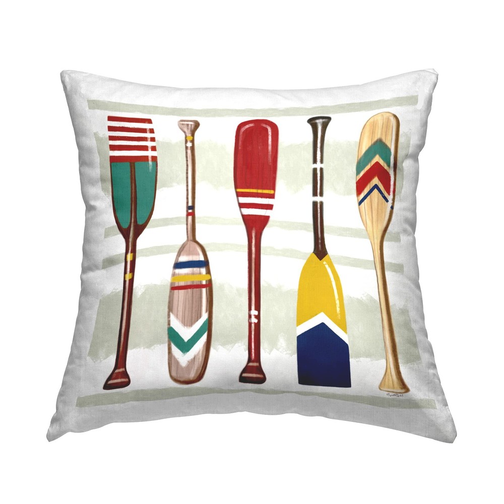 Lake Cabin Boating Oars Paddles Throw Pillow Design by Elizabeth Tyndall