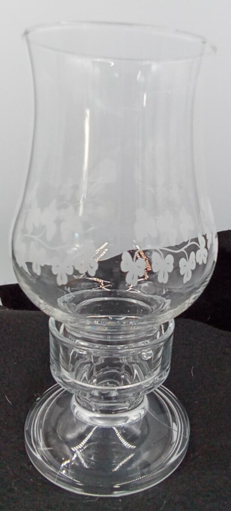 Eamon Irish Hurricane Candle Holder with Glass Base and Clover Design