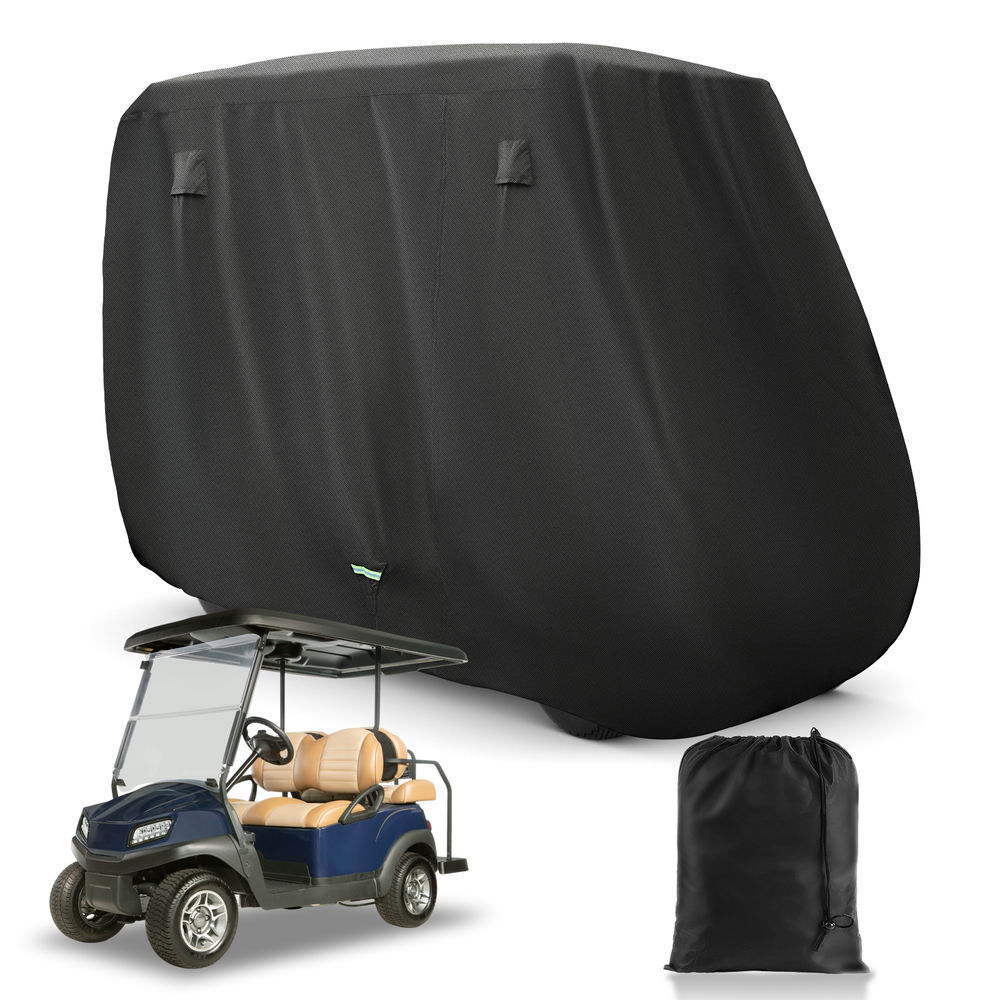 Golf Cart Cover Black 600D Waterproof 2/4 Passengers for Club Car EZGO YAMAHA