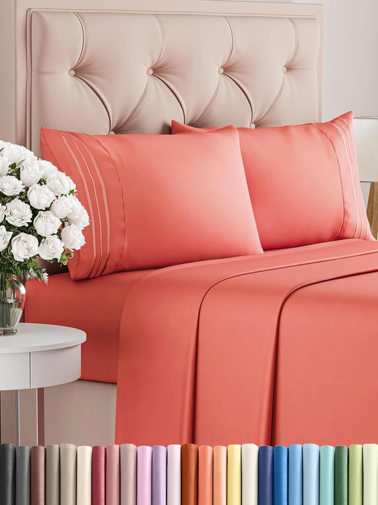 Cal King Size 4 Piece Sheet Set - Comfy Breathable & Cooling Bed Sheets Set