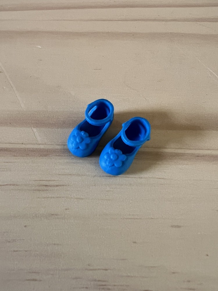 Barbie Chelsea Doll Blue Mary Jane Shoes with Floral Toe Detail  
