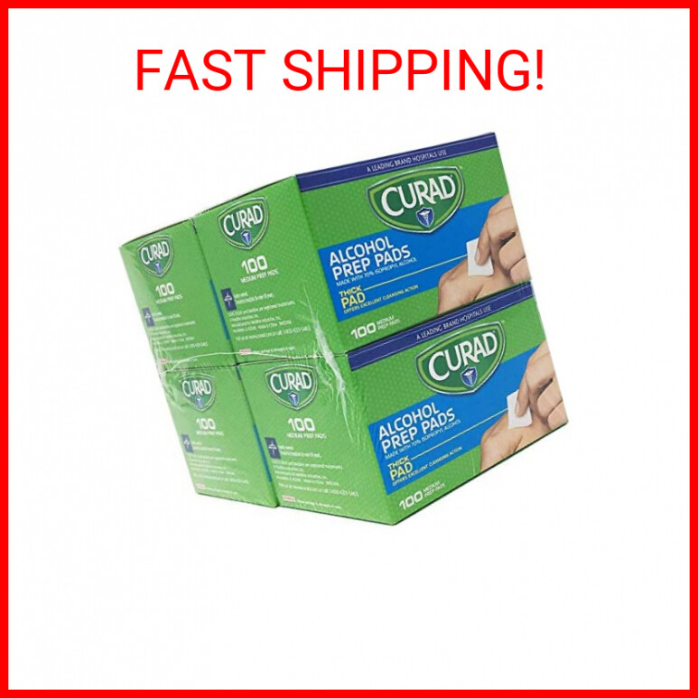 CURAD Alcohol Prep Pads | Medium Isopropyl Alcohol Wipes Individually Wrapped |