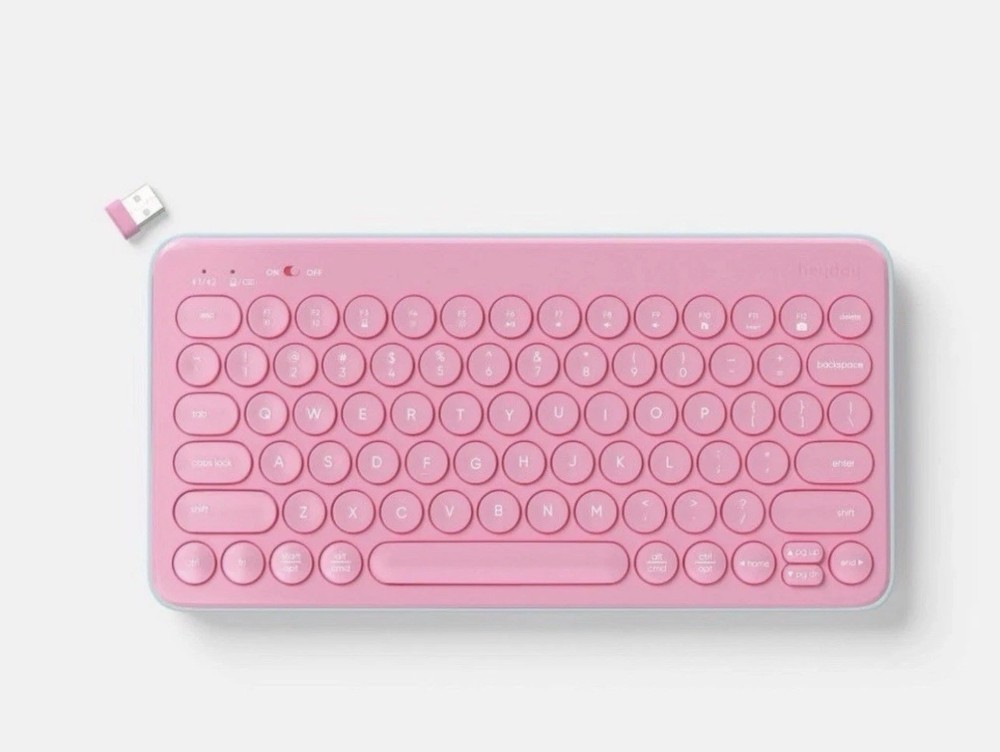 Pink Bluetooth Wireless Keyboard Windows Mac PC Laptop Silent Typing Heyday-NEW