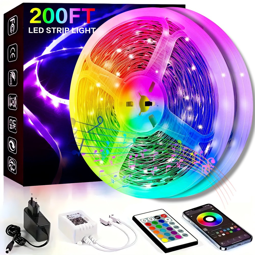 LED Light Strip,Music Sync RGB LED Light Strip,24-key Remote and App Control