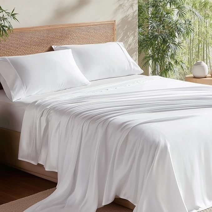 King Size Sheet Set, Cooling Sheets, Rayon Derived from Bamboo, Deep Pocket