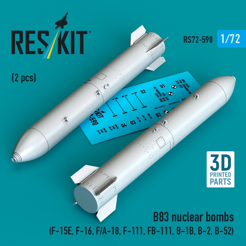 1/72 B83 Nuclear Bombs Resin Aircraft Weapons Set (2 pcs) ResKit RS72-0590