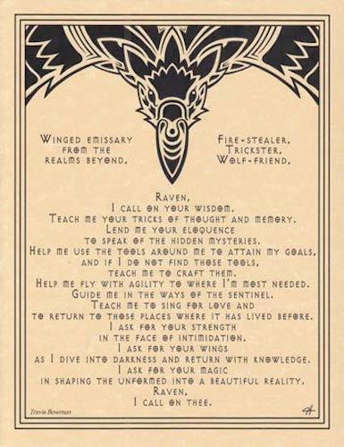 Raven Prayer Parchment-Like Page for Book of Shadows, Altar!