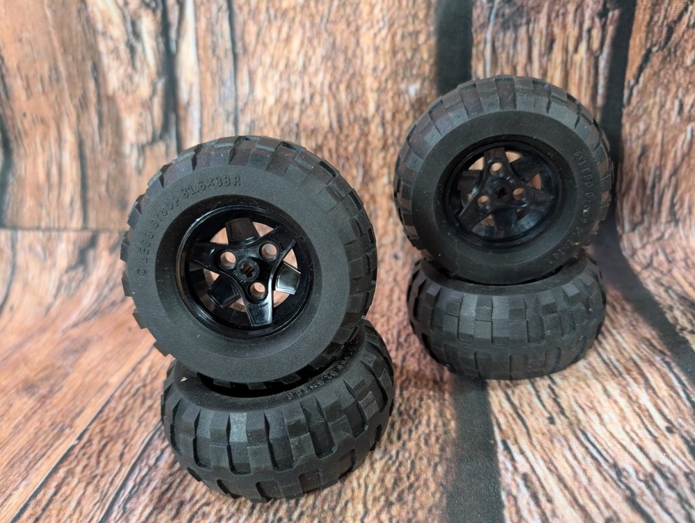 Lego 81.6x36R Rubber Tires with Light Bluish Gray Wheels Set of 4 Technic