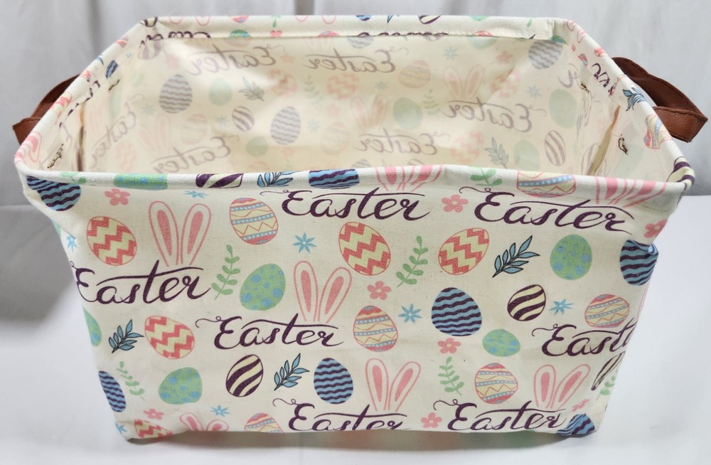 Easter Egg Tote with Handles for Toy Storage and Decor