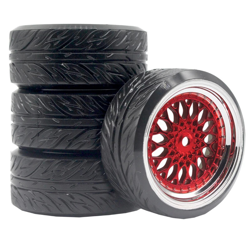 4Pcs RC 1:10 Drift Car Plastic Wheel Rim &Tyre tires For HSP Tamiya HPI MST D3/4