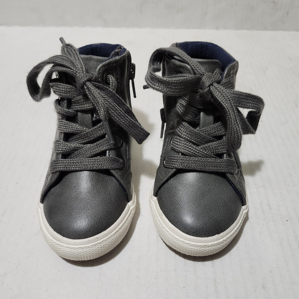 Cat & Jack Toddler Shoes Size 6 Grey Zip Up Ankle Boots Boys Sneakers