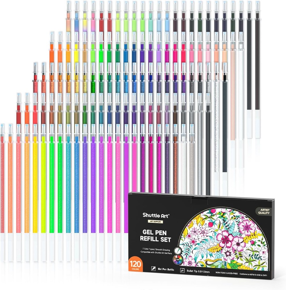 Gel Pen Refills, Shuttle Art 120 Colors (No 120 Count (Pack of 1), 120