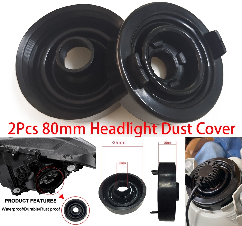 2X 80mm Car Headlight Dust Housing Cover Kit For Headlamp HID LED Bulb Seal Cap